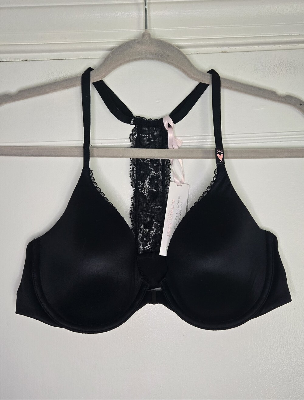 Victoria's Secret NWT Black Body by Victoria Racerback Perfect Coverage Bra 34C